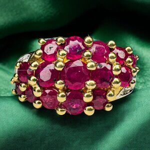 VINTAGE- 10K Gold Natural Ruby & Diamond Ring -Size 5- 1.5CTTW Burmese Ruby 2.9g